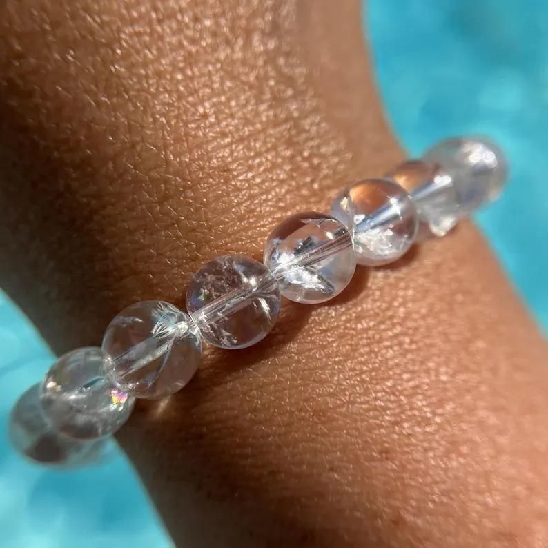Majestic Crystals Clear Quartz Beaded Bracelet for couple